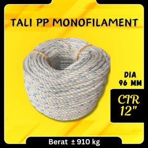 Tali Tambang PP polypropylene Mono / Nylon Strip Biru CIR 12" 96 mm