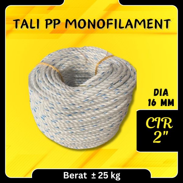 Tali Tambang PP polypropylene Mono / Nylon Strip Biru CIR 2" 16 mm