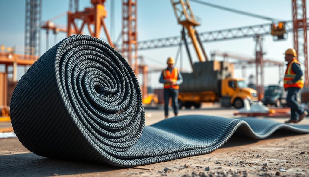 A detailed, photorealistic image of a high-quality webbing sling prominently displayed in the foreground, showcasing its durability and strength. The sling is lying over various lifting applications like a heavy load being lifted by a crane, highlighting its practical use in construction. In the middle ground, include professional workers in safety gear, assessing the sling’s functionalities; they’re dressed in modest, professional attire. The background features a well-organized construction site under soft, natural lighting that emphasizes the materials' textures. Use a shallow depth of field to keep the focus on the sling while slightly blurring the background, creating a professional and informative atmosphere that illustrates the advantages of webbing slings over other lifting solutions. A detailed, photorealistic image of a high-quality webbing sling prominently displayed in the foreground, showcasing its durability and strength. The sling is lying over various lifting applications like a heavy load being lifted by a crane, highlighting its practical use in construction. In the middle ground, include professional workers in safety gear, assessing the sling’s functionalities; they’re dressed in modest, professional attire. The background features a well-organized construction site under soft, natural lighting that emphasizes the materials' textures. Use a shallow depth of field to keep the focus on the sling while slightly blurring the background, creating a professional and informative atmosphere that illustrates the advantages of webbing slings over other lifting solutions.